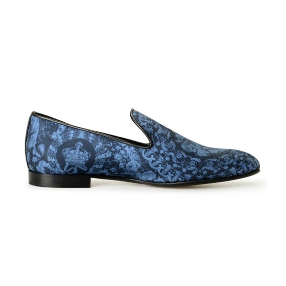 Versace Men\'s Blue Canvas & Leather Barocco Print Loafers Shoes US 6 IT 39 main image 4